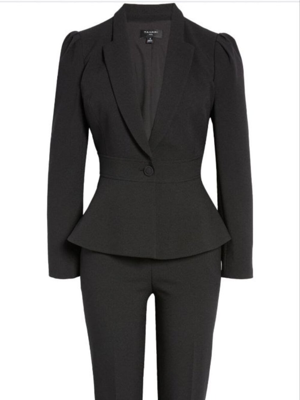 $229 Tahari ASL Peplum Blazer Black Size 2